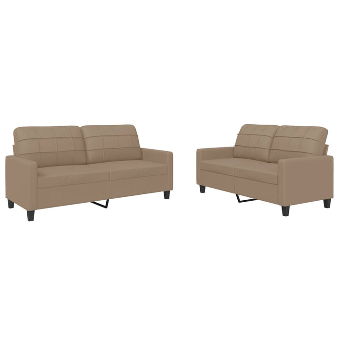 Set de canapele cu perne, 2 piese, cappuccino, piele ecologică - WALTI WALTI