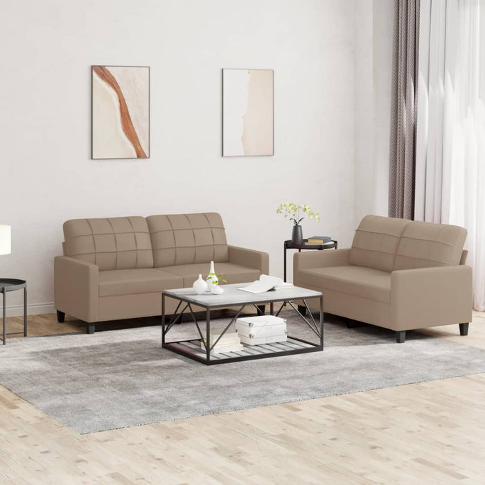 Set de canapele cu perne, 2 piese, cappuccino, piele ecologică - WALTI WALTI