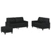 Set de canapele cu perne, 3 piese, negru, piele ecologică - WALTI WALTI
