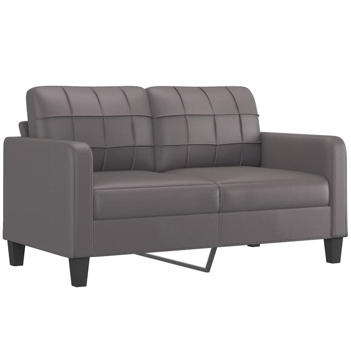 Set de canapele cu perne, 3 piese, gri, piele ecologică - WALTI WALTI