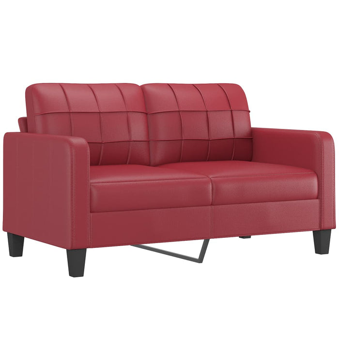 Set de canapele cu perne, 3 piese, roșu vin, piele ecologică WALTI