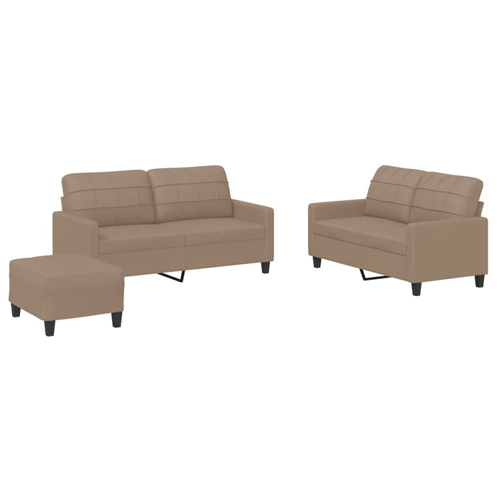Set de canapele cu perne, 3 piese, cappuccino, piele ecologică - WALTI WALTI