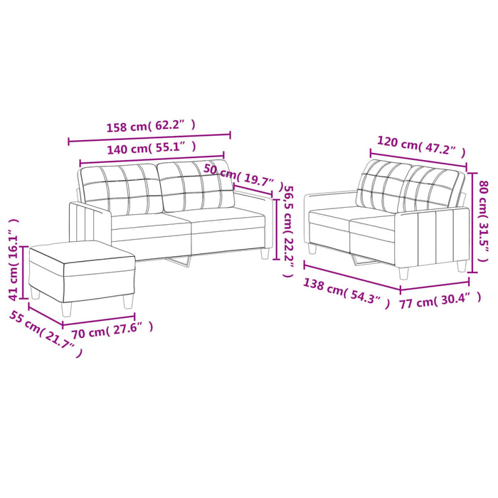 Set de canapele cu perne, 3 piese, cappuccino, piele ecologică - WALTI WALTI