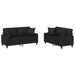 Set de canapele cu perne, 2 piese, negru, piele ecologică - WALTI WALTI