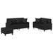 Set de canapele cu perne, 3 piese, negru, piele ecologică - WALTI WALTI