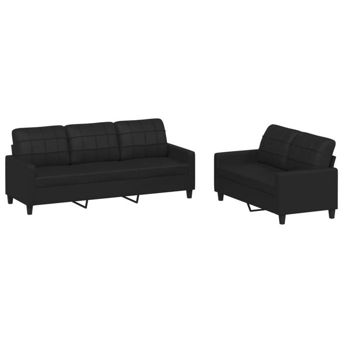 Set de canapele cu perne, 2 piese, negru, piele ecologică - WALTI WALTI
