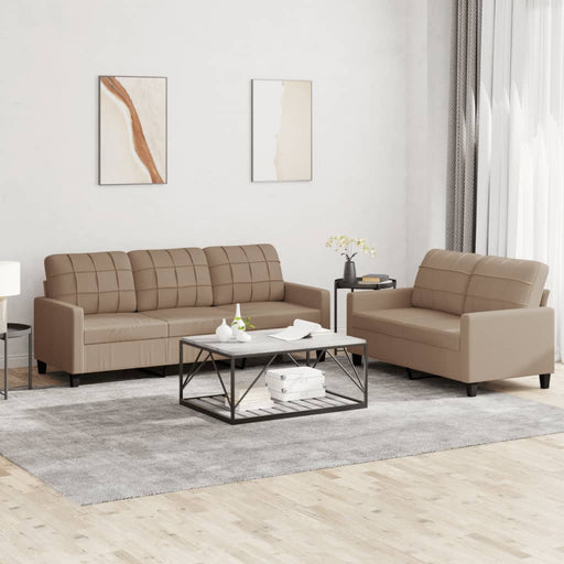 Set de canapele cu perne, 2 piese, cappuccino, piele ecologică - WALTI WALTI