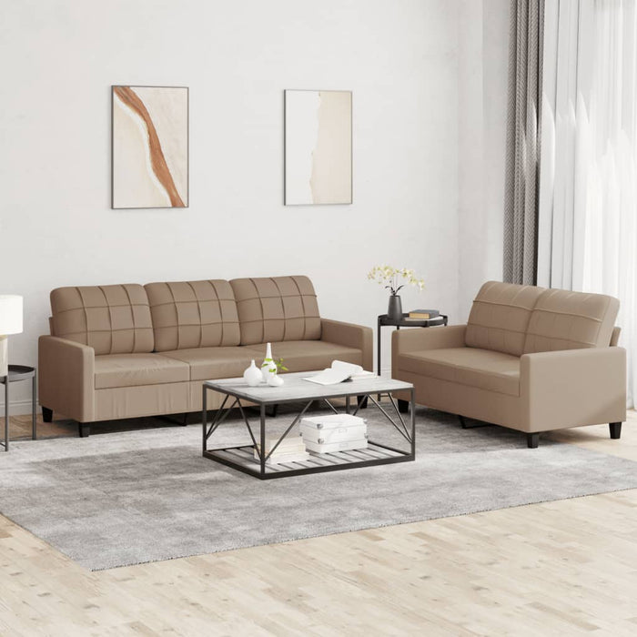 Set de canapele cu perne, 2 piese, cappuccino, piele ecologică - WALTI WALTI