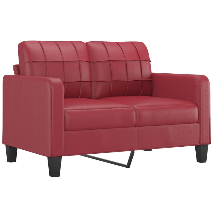 Set de canapele cu perne, 2 piese, roșu vin, piele ecologică WALTI