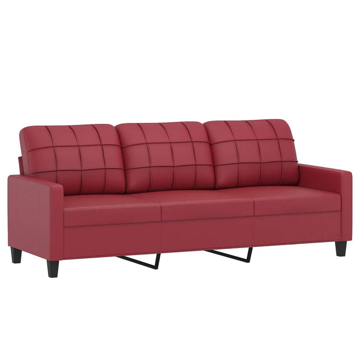 Set de canapele cu perne, 2 piese, roșu vin, piele ecologică WALTI
