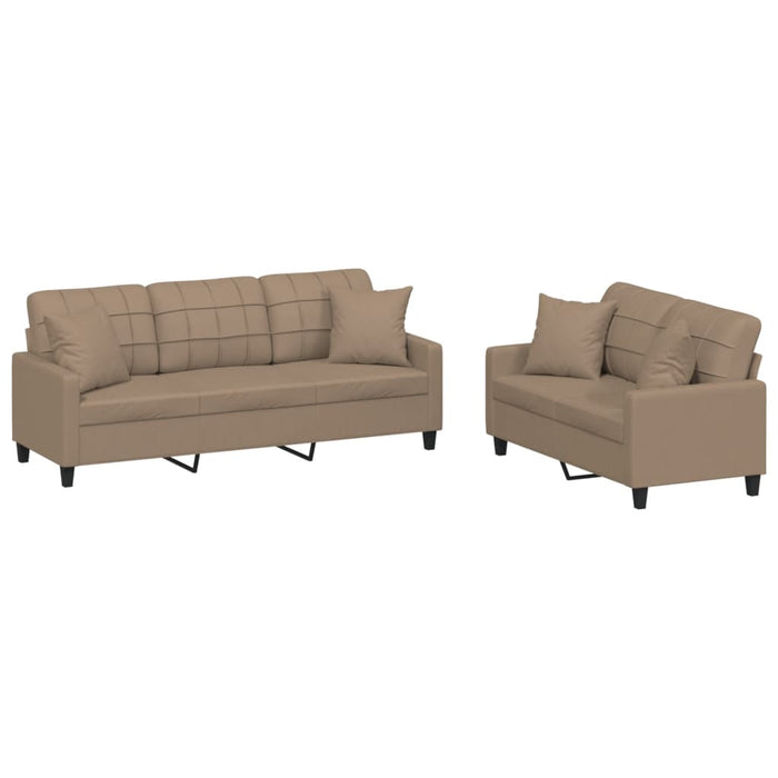 Set de canapele cu perne, 2 piese, cappuccino, piele ecologică - WALTI WALTI