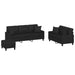 Set de canapele cu perne, 3 piese, negru, piele ecologică - WALTI WALTI