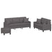 Set de canapele cu perne, 3 piese, gri, piele ecologică - WALTI WALTI