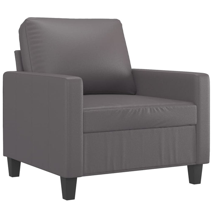 Set de canapele cu perne, 3 piese, gri, piele ecologică - WALTI WALTI