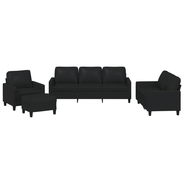 Set de canapele cu perne, 4 piese, negru, piele ecologică - WALTI WALTI