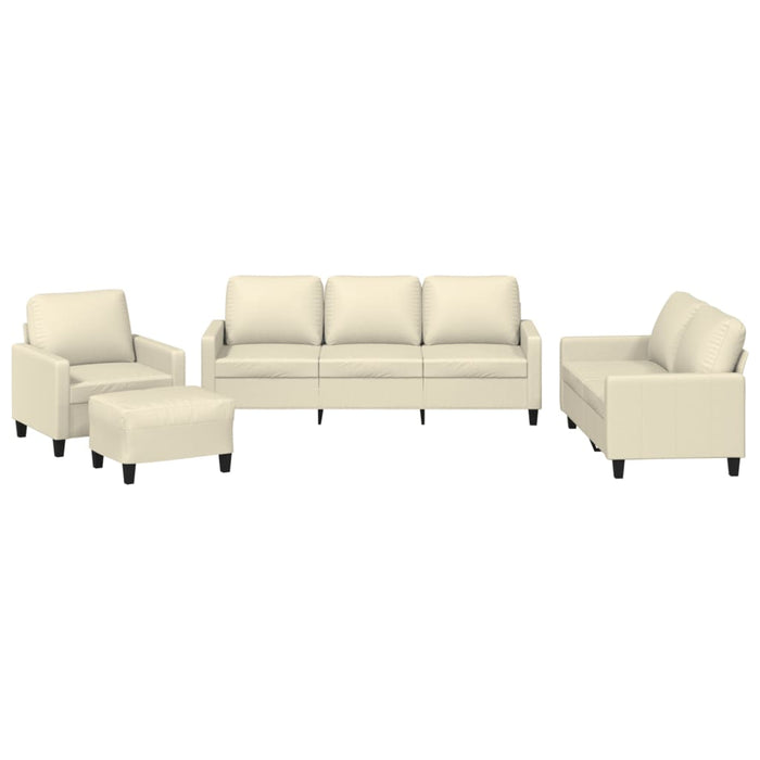 Set de canapele cu perne, 4 piese, crem, piele ecologică - WALTI WALTI