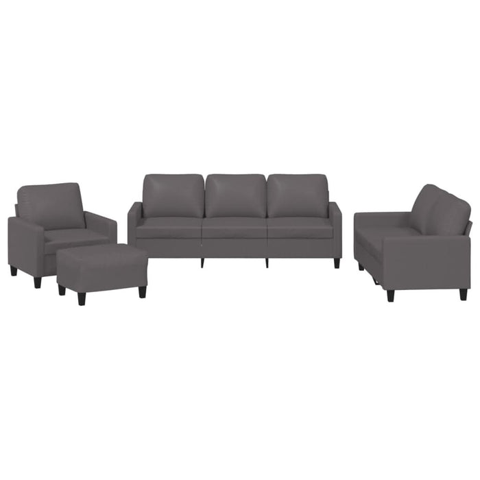 Set de canapele cu perne, 4 piese, gri, piele ecologică - WALTI WALTI