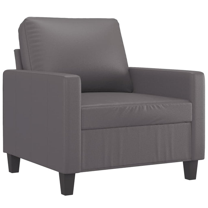 Set de canapele cu perne, 4 piese, gri, piele ecologică - WALTI WALTI