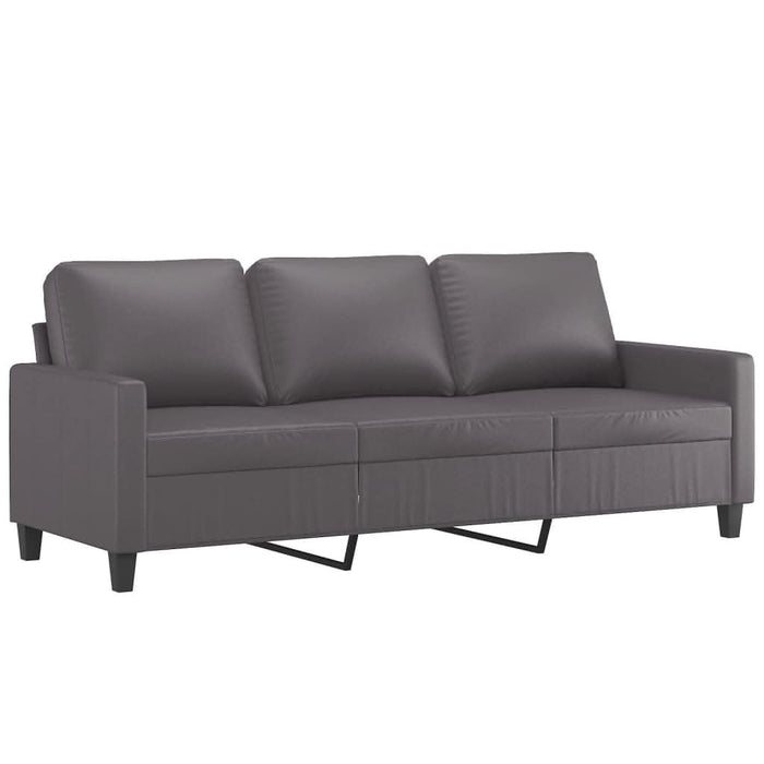Set de canapele cu perne, 4 piese, gri, piele ecologică - WALTI WALTI