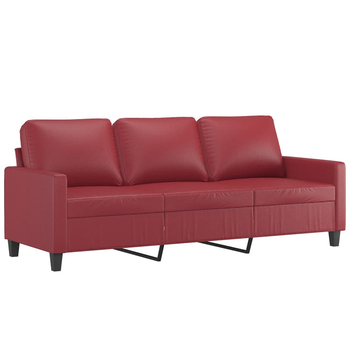 Set de canapele cu perne, 4 piese, roșu vin, piele ecologică WALTI