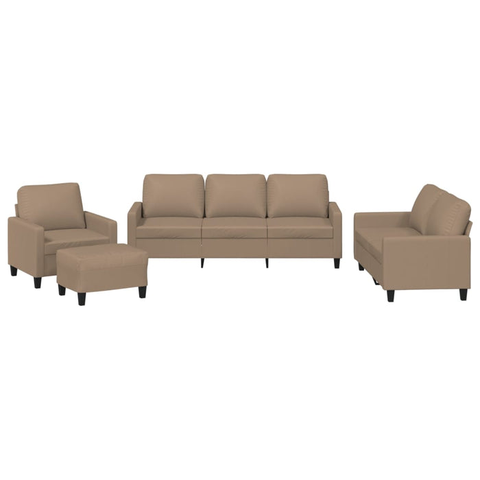 Set de canapele cu perne, 4 piese, cappuccino, piele ecologică - WALTI WALTI