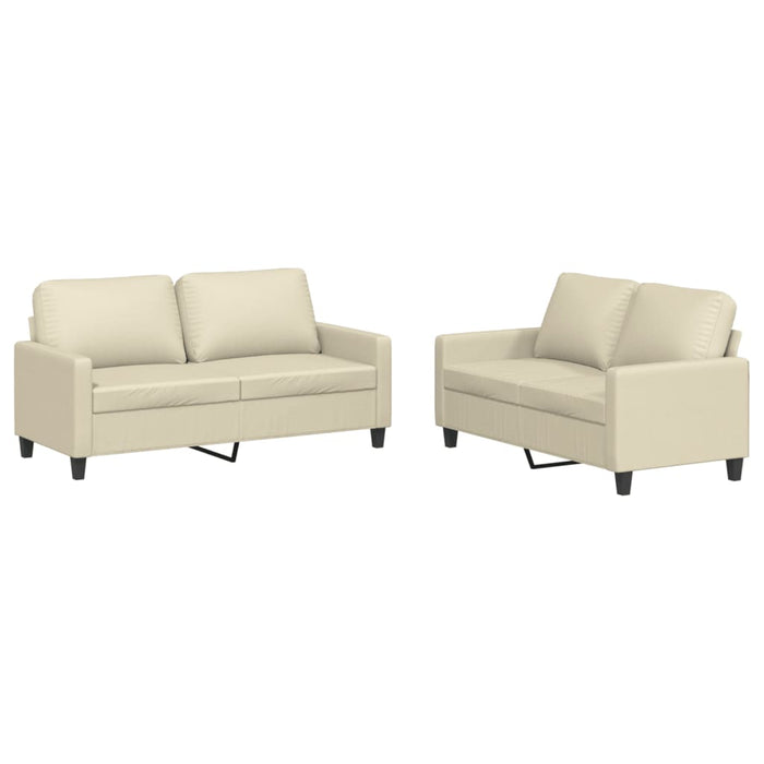 Set de canapele cu perne, 2 piese, crem, piele ecologică - WALTI WALTI