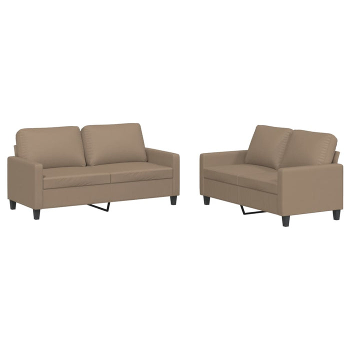 Set de canapele cu perne, 2 piese, cappuccino, piele ecologică - WALTI WALTI
