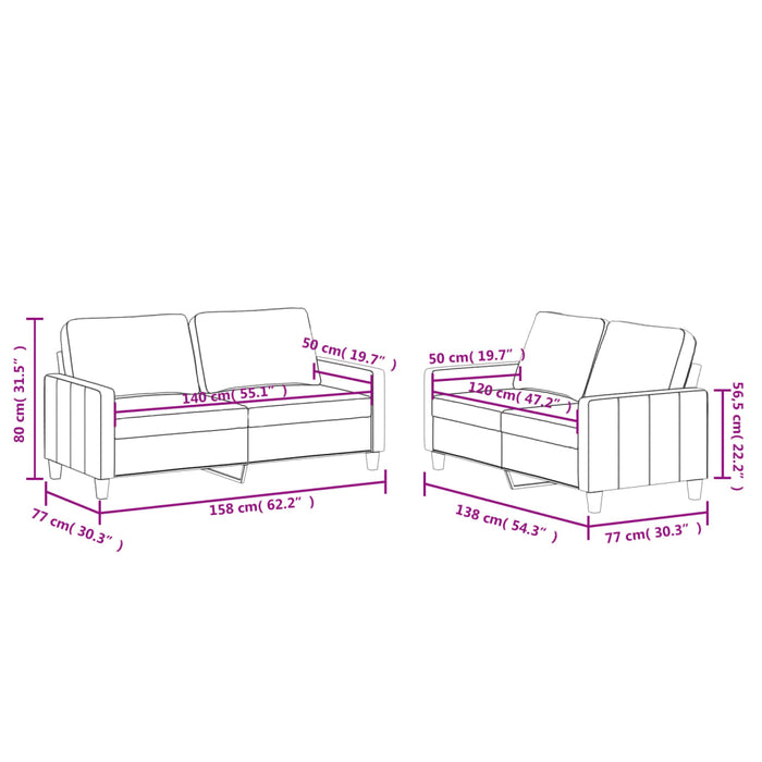 Set de canapele cu perne, 2 piese, cappuccino, piele ecologică - WALTI WALTI