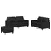 Set de canapele cu perne, 3 piese, negru, piele ecologică - WALTI WALTI