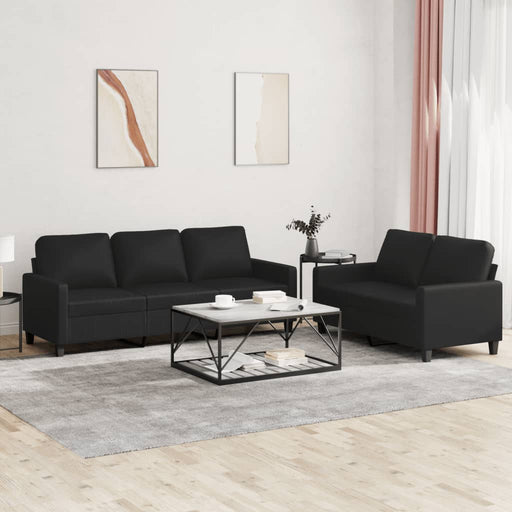 Set de canapele cu perne, 2 piese, negru, piele ecologică - WALTI WALTI