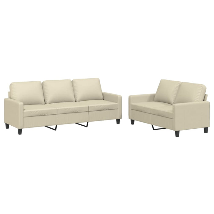 Set de canapele cu perne, 2 piese, crem, piele ecologică - WALTI WALTI