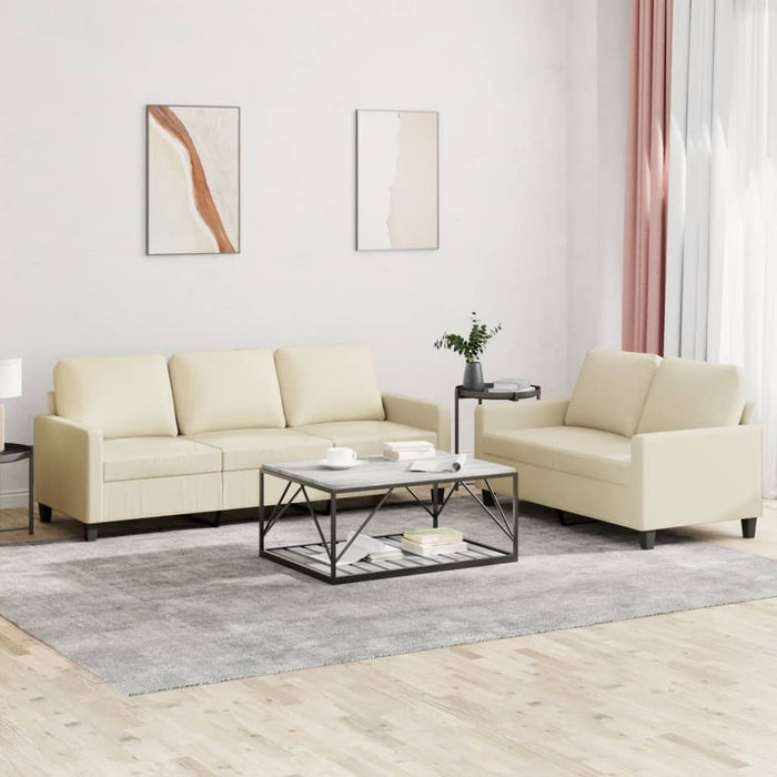 Set de canapele cu perne, 2 piese, crem, piele ecologică - WALTI WALTI