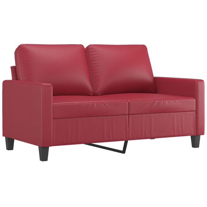 Set de canapele cu perne, 2 piese, roșu vin, piele ecologică WALTI