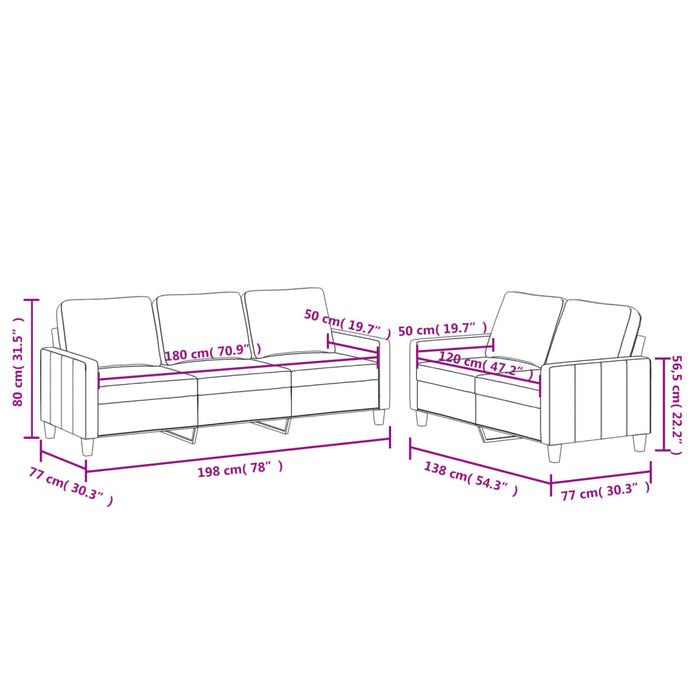 Set de canapele cu perne, 2 piese, roșu vin, piele ecologică WALTI