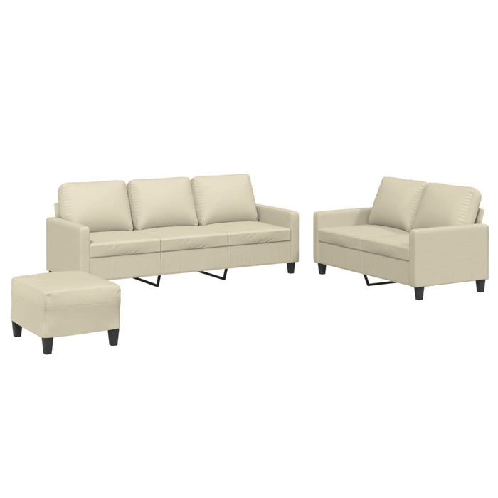 Set de canapele cu perne, 3 piese, crem, piele ecologică - WALTI WALTI
