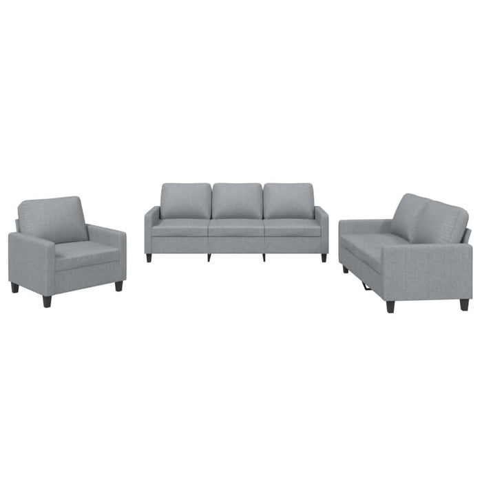 Set de canapele cu perne, 3 piese, gri deschis, textil - WALTI WALTI