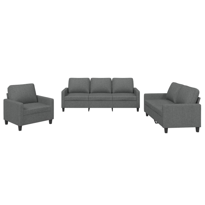 Set de canapele cu perne, 3 piese, gri închis, textil - WALTI WALTI
