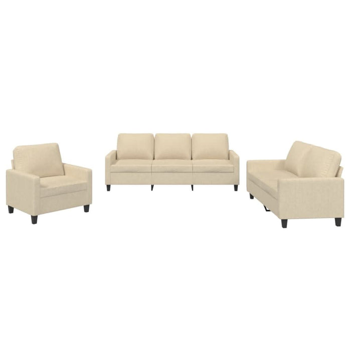 Set de canapele cu perne, 3 piese, crem, textil - WALTI WALTI