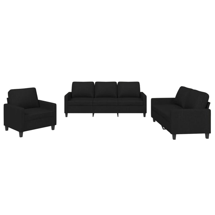 Set de canapele cu perne, 3 piese, negru, textil - WALTI WALTI