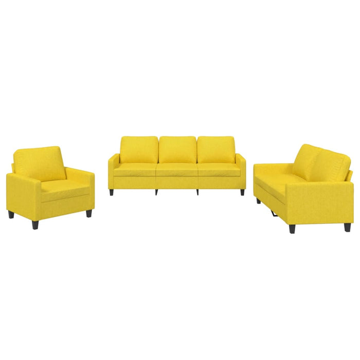 Set de canapele cu perne, 3 piese, galben deschis, textil WALTI