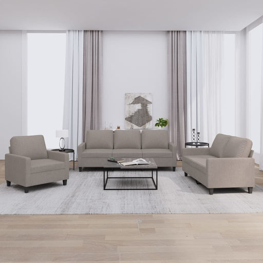 Set de canapea cu perne, 3 piese, gri taupe, material textil - WALTI WALTI