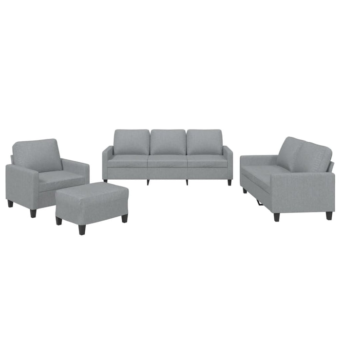 Set de canapele cu perne, 4 piese, gri deschis, textil - WALTI WALTI