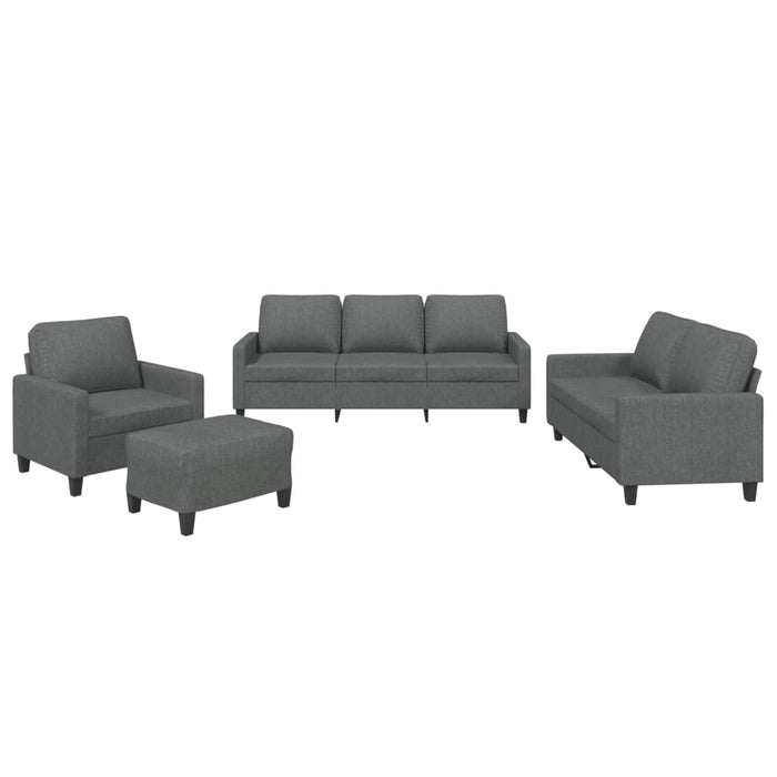 Set de canapele cu perne, 4 piese, gri închis, textil - WALTI WALTI