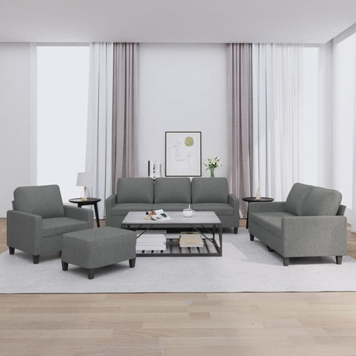 Set de canapele cu perne, 4 piese, gri închis, textil - WALTI WALTI