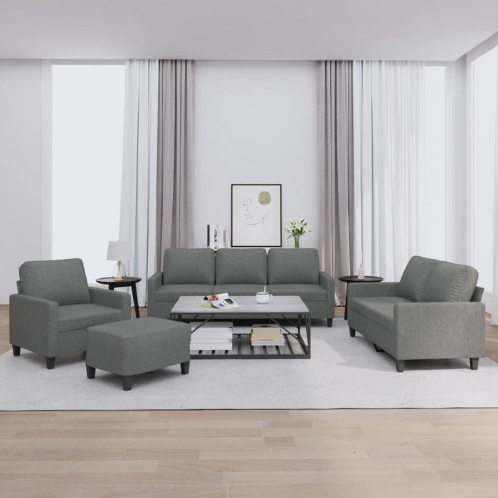 Set de canapele cu perne, 4 piese, gri închis, textil - WALTI WALTI