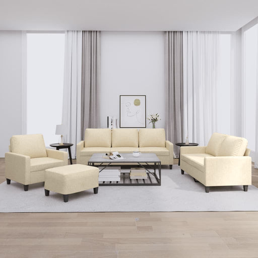 Set de canapele cu perne, 4 piese, crem, textil - WALTI WALTI