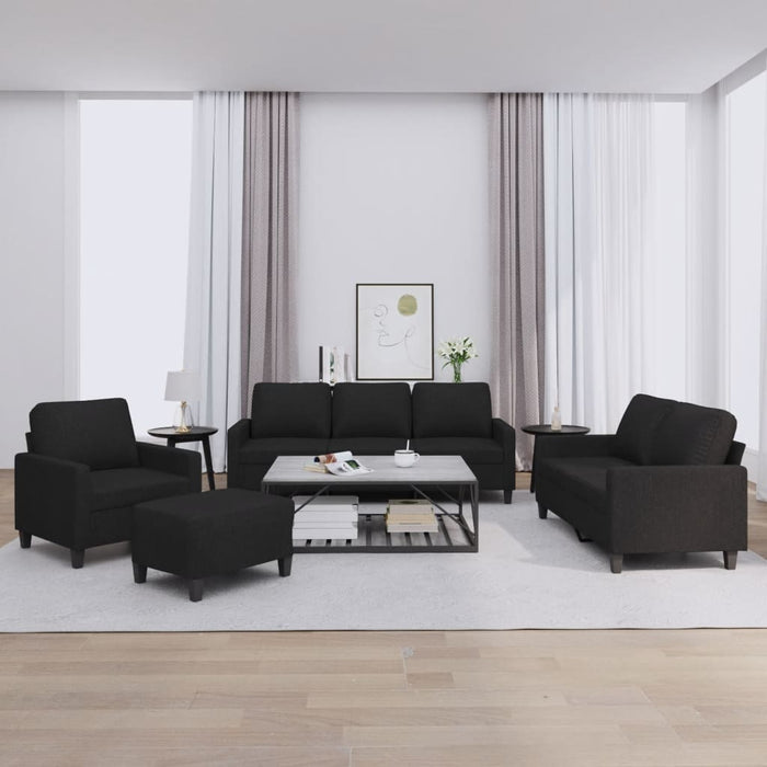 Set de canapele cu perne, 4 piese, negru, textil - WALTI WALTI