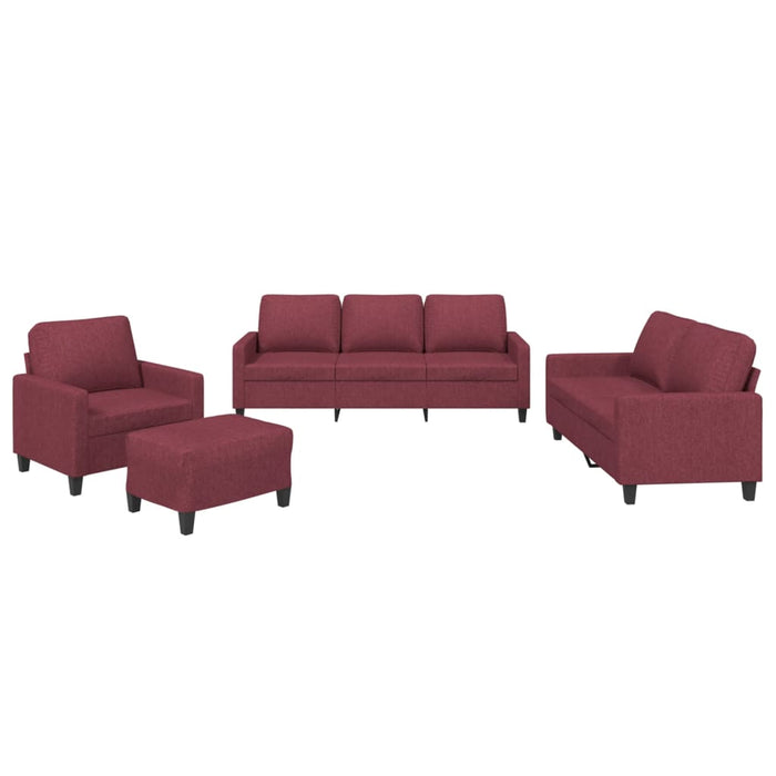 Set canapea cu perne, 4 piese, roșu vin, material textil - WALTI WALTI