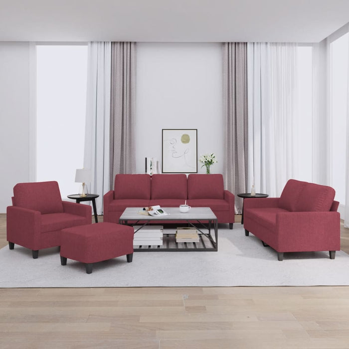 Set canapea cu perne, 4 piese, roșu vin, material textil - WALTI WALTI
