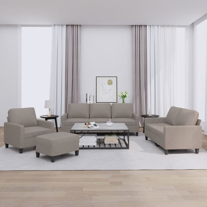 Set de canapea cu perne, 4 piese, gri taupe, material textil - WALTI WALTI